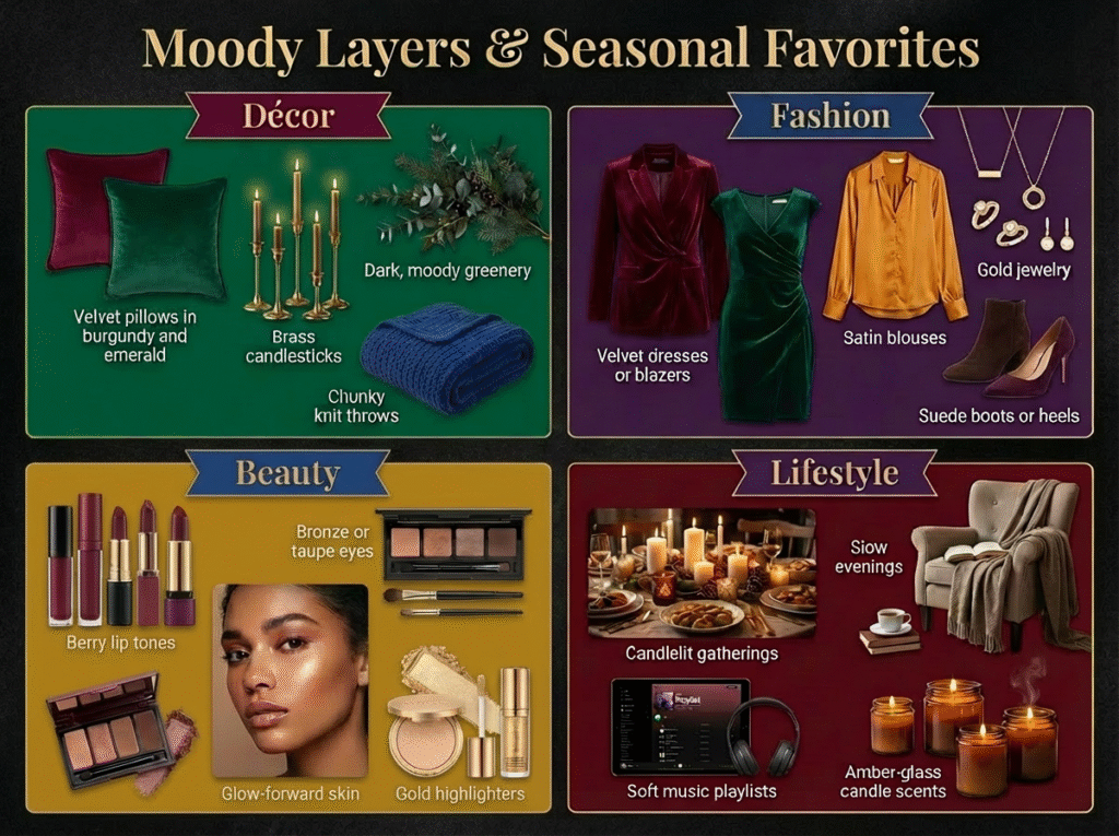 Moody Holiday Vibes - Moody Layers & Seasonal Favorites Infographic