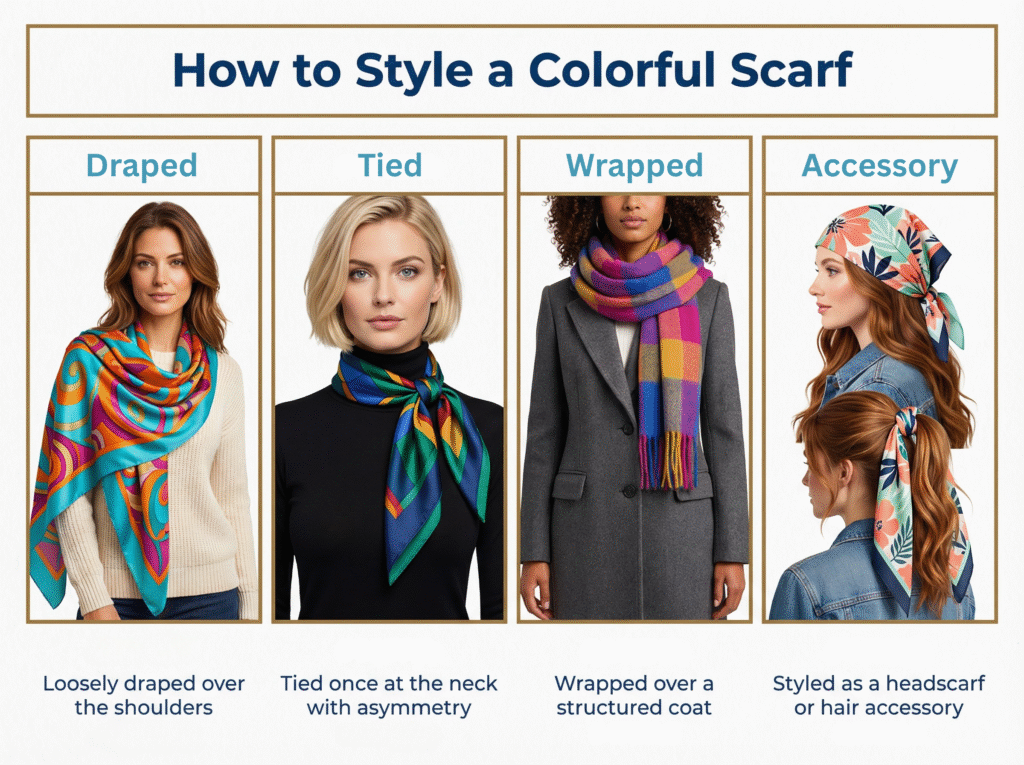 Colorful Scarf Trend- How to Style Infographic