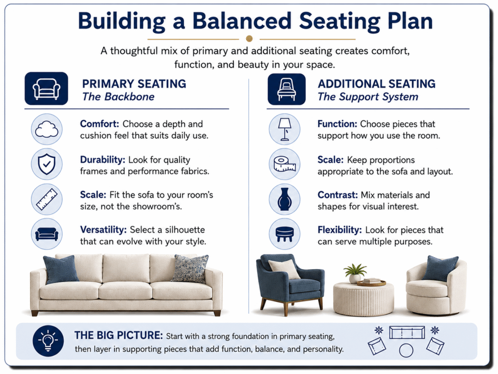 Living Room Essentials - Seating Infographic Living Room Essentials - Seating Infographic