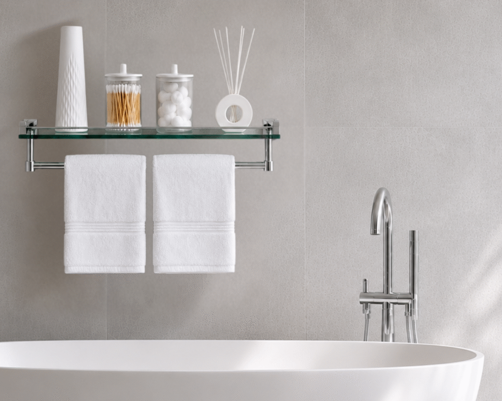 Decor Look: White Accents Glass Shelf Pic Decor Look: White Accents Glass Shelf Pic